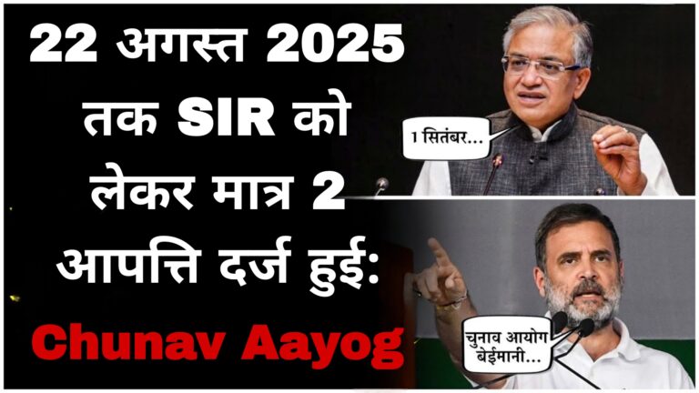 22 अगस्त 2025 तक SIR को लेकर मात्र 2 आपत्ति दर्ज हुई:Chunav Aayog 